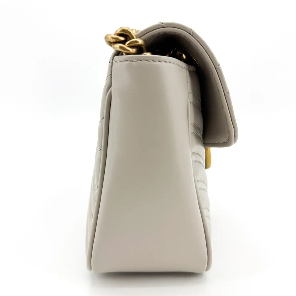 Gucci GG Marmont Mini Matelasse Shoulder Bag Light Grey Gold Leather Good - Box View