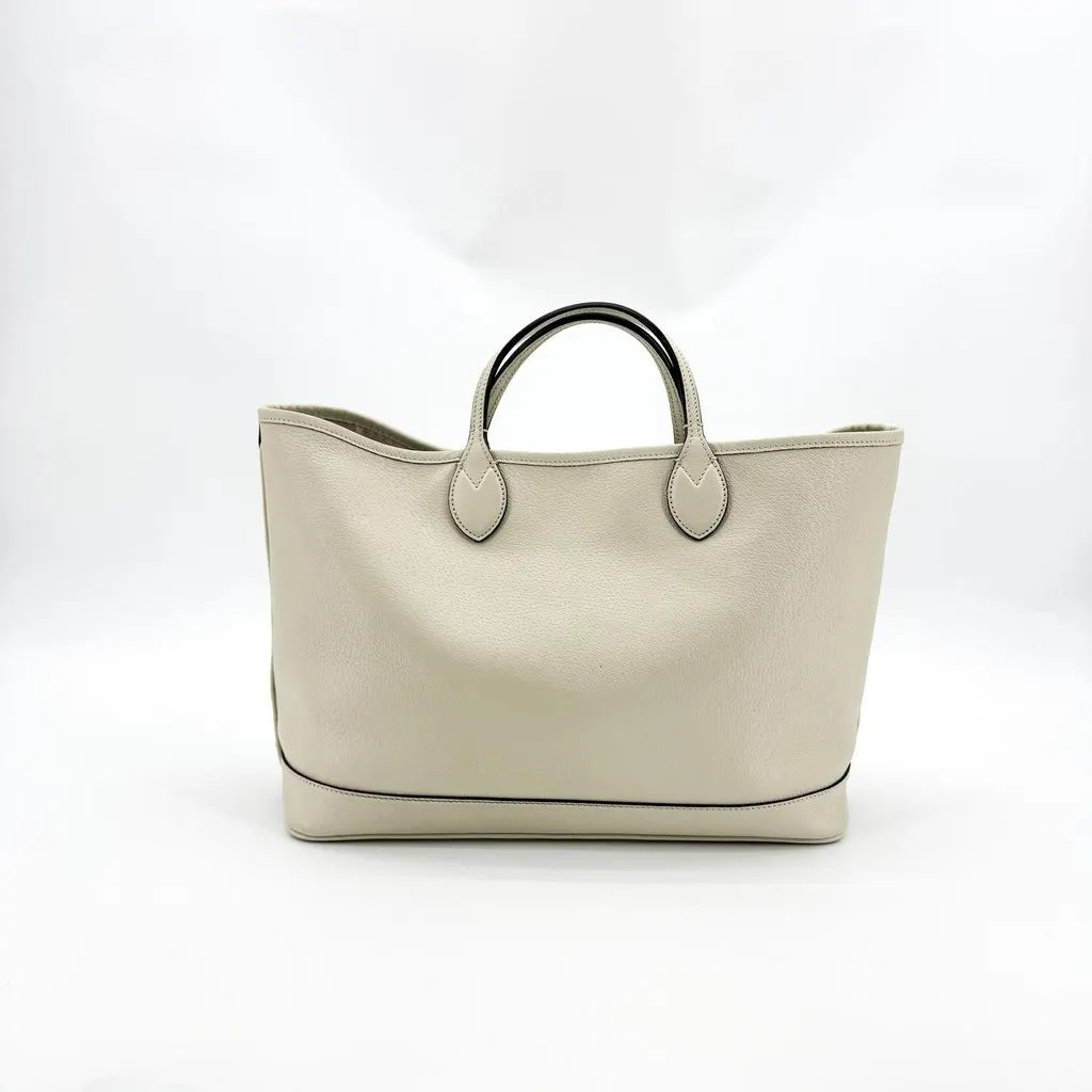 Gucci Double G Medium Leather Tote Bag Ivory MultiColor Leather Very good - Inside View