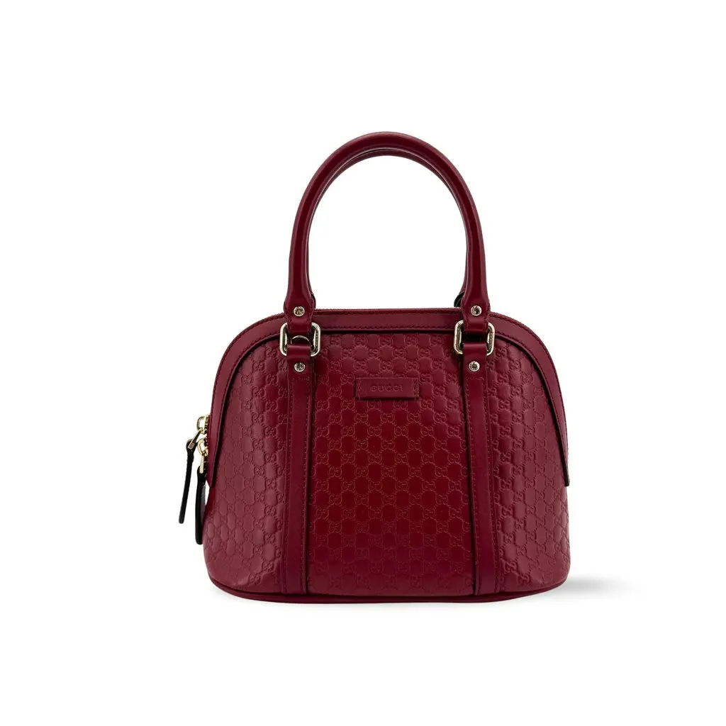 Gucci Microguccissima Dome Handbag Mini Red Red Leather Good - Front View