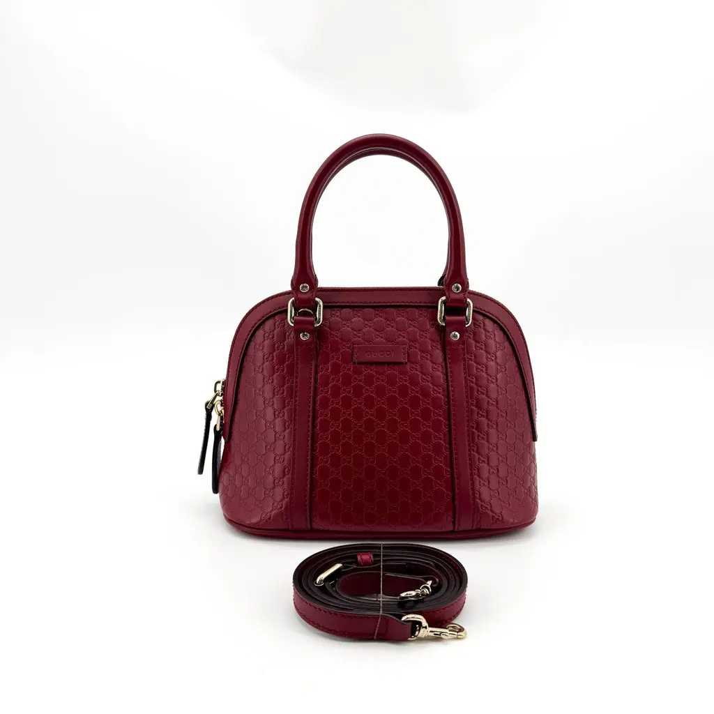 Gucci Microguccissima Dome Handbag Mini Red Red Leather Good - Back View