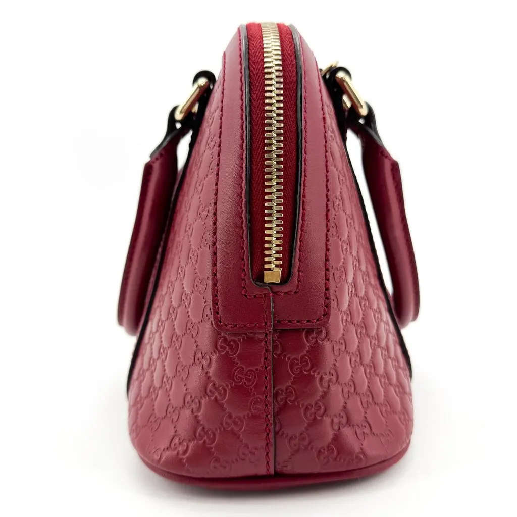 Gucci Microguccissima Dome Handbag Mini Red Red Leather Good - Model View