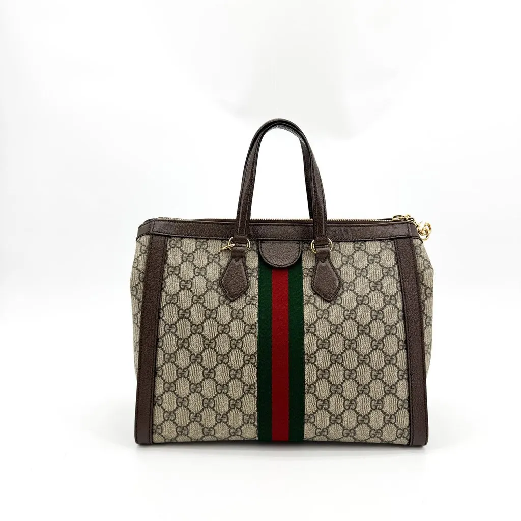 Gucci Ophidia GG Medium Tote Bag Brown Beige Canvas Good - Inside View