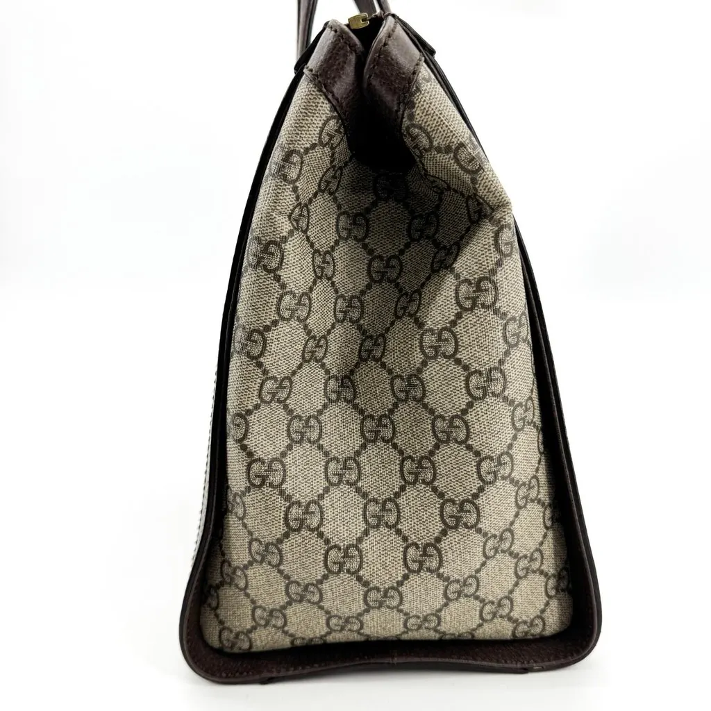 Gucci Ophidia GG Medium Tote Bag Brown Beige Canvas Good - Model View