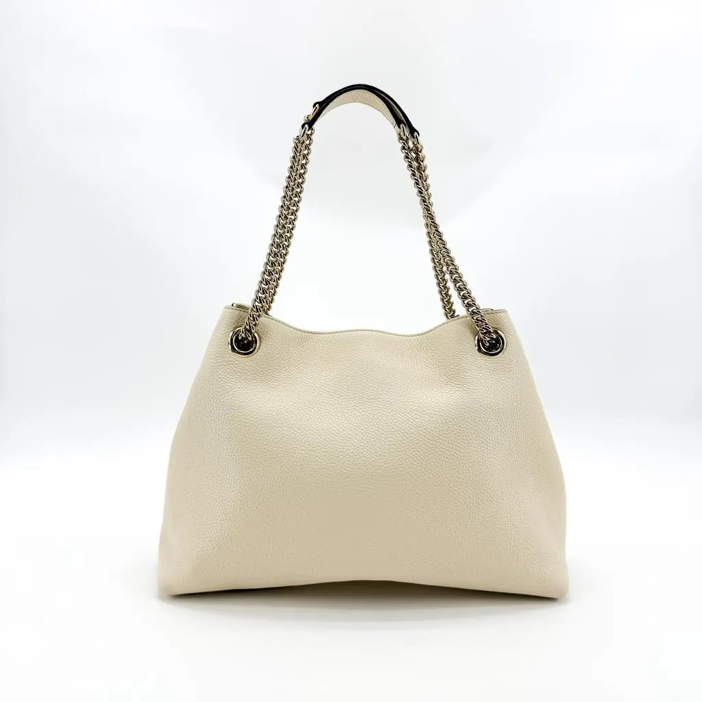 Gucci Soho Interlocking G Chain Shoulder Bag Beige Beige Leather Good - Inside View