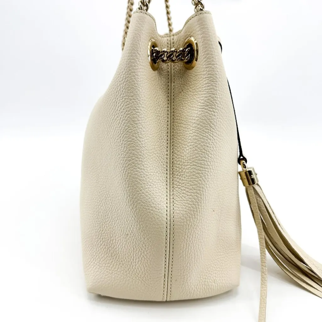 Gucci Soho Interlocking G Chain Shoulder Bag Beige Beige Leather Good - Box View