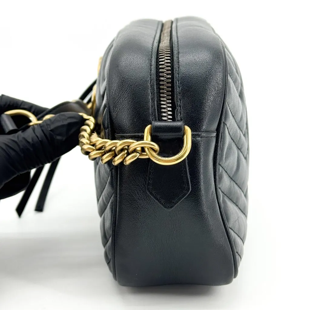 Gucci GG Marmont Small Matelasse Shoulder Bag Black Black Leather Good - Inside View
