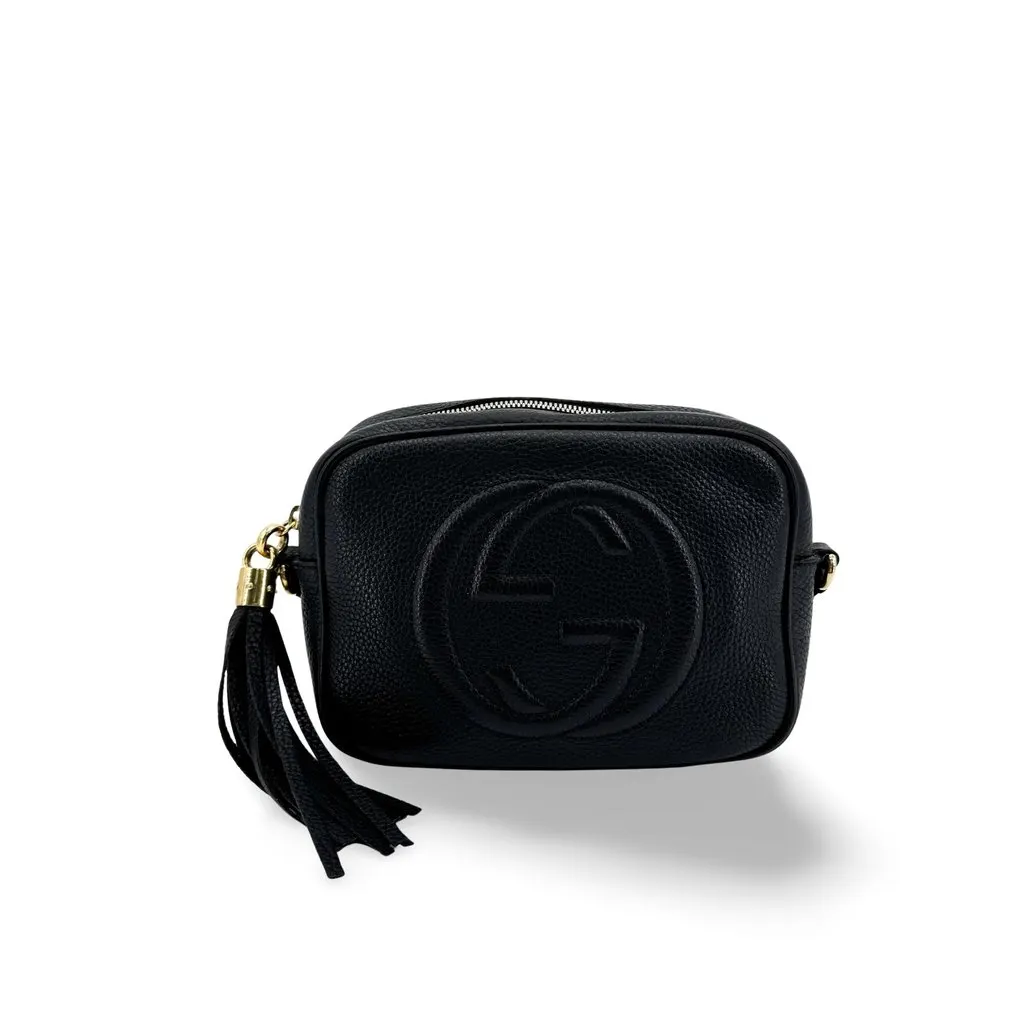 Gucci Soho Disco Shoulder Bag Black Black Leather Good - Front View