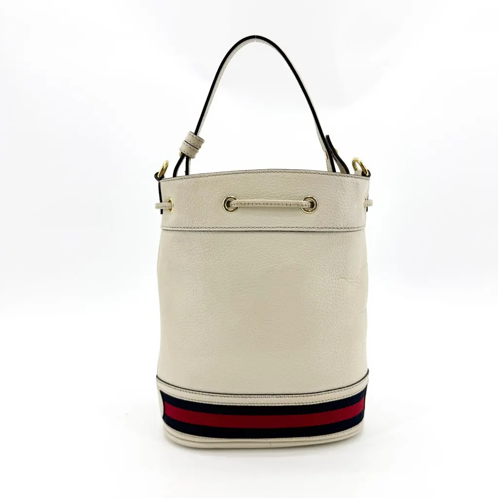 Gucci Ophidia Small Bucket Bag White Navy Leather Good - Inside View