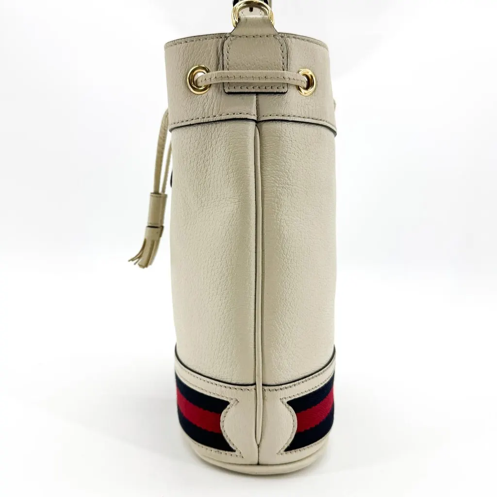 Gucci Ophidia Small Bucket Bag White Navy Leather Good - Model View