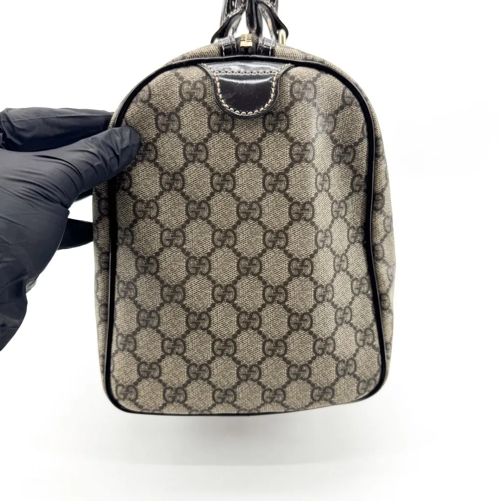 Gucci GG Supreme Joy Medium Boston Bag Black Beige Canvas Good - Inside View