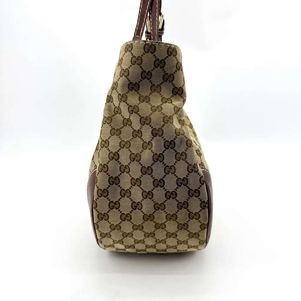 Gucci GG Canvas Twins Shoulder Bag Brown Beige Canvas Good - Inside View