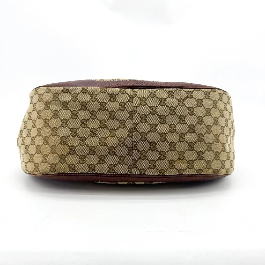 Gucci GG Canvas Twins Shoulder Bag Brown Beige Canvas Good - Box View