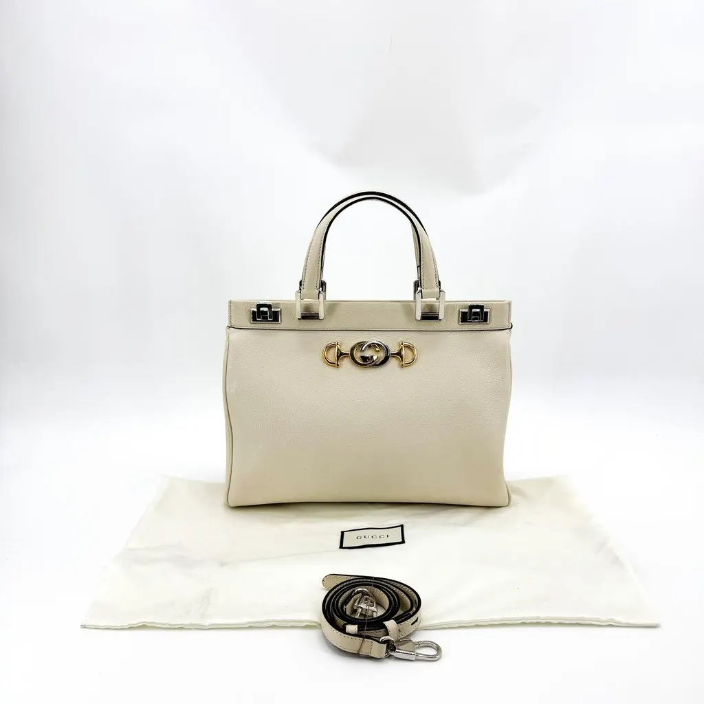 Gucci Zumi Small Top Handle Bag Ivory MultiColor Leather Good - Back View