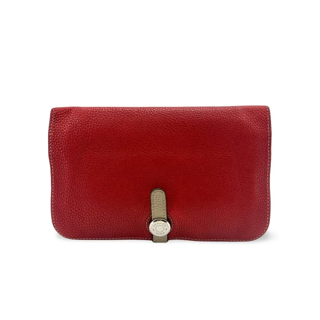 Hermès Dogon Duo Wallet Loose Kazakh & Etoupe Silver Hardware MultiColor Leather Fair - Front View
