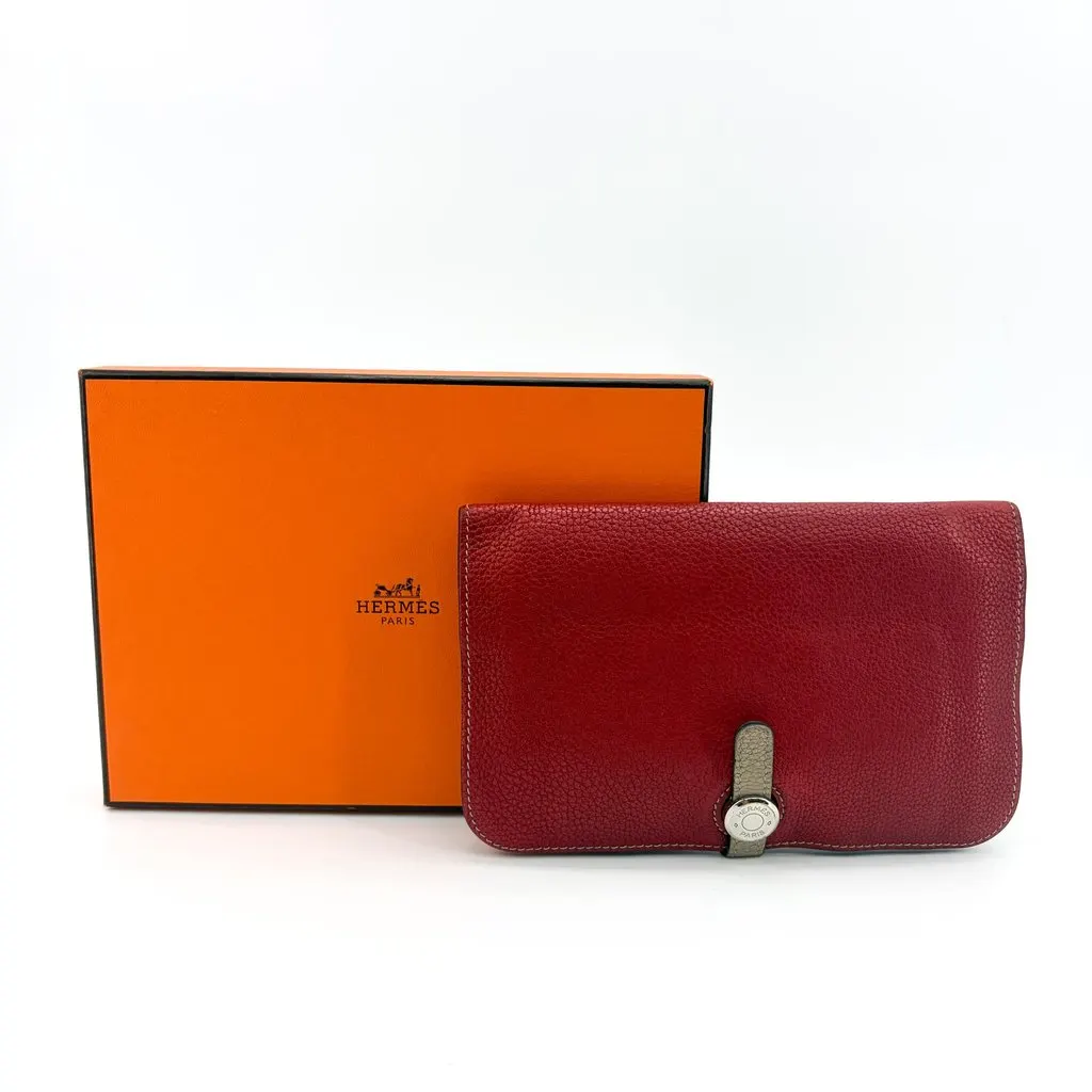 Hermès Dogon Duo Wallet Loose Kazakh & Etoupe Silver Hardware MultiColor Leather Fair - Back View