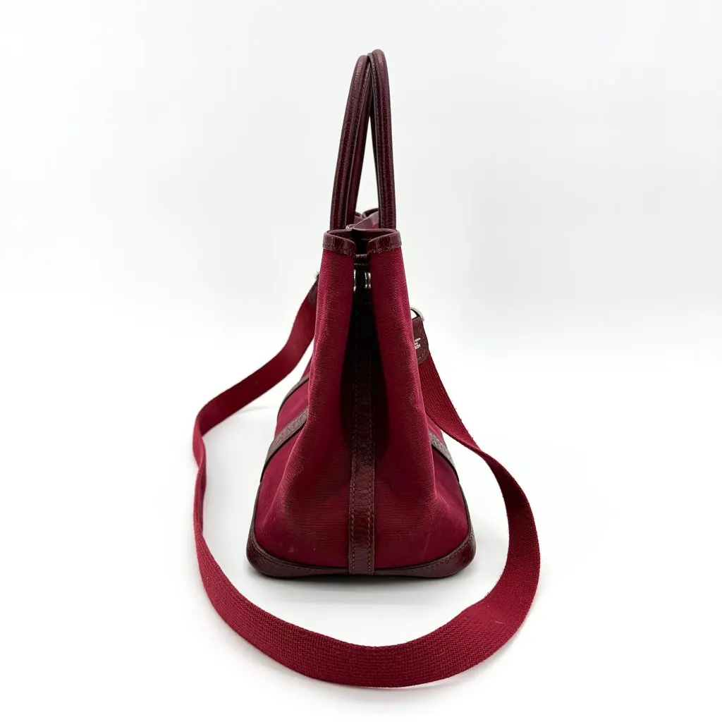 Hermès Garden Party 30 TPM Bordeaux Canvas Leather Burgundy Canvas Fair - Inside View