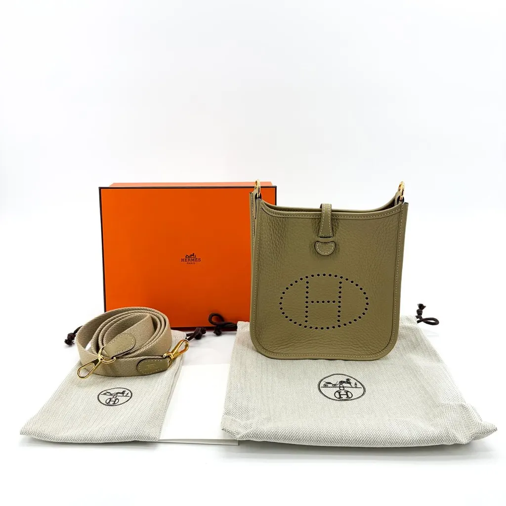 Hermès Evelyn 16 TPM Etoupe Gold Hardware Beige Leather Very good - Back View