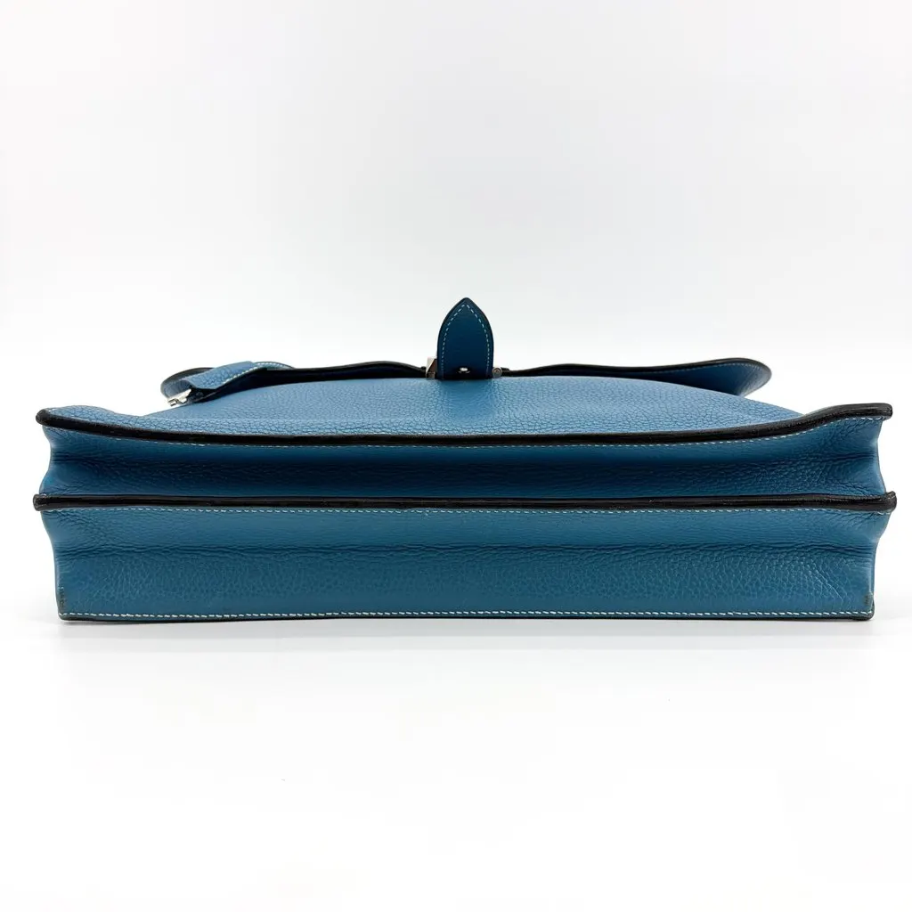Hermès Sac à Dépèche 38 Blue Jeans Togo Silver Blue Leather Good - Box View
