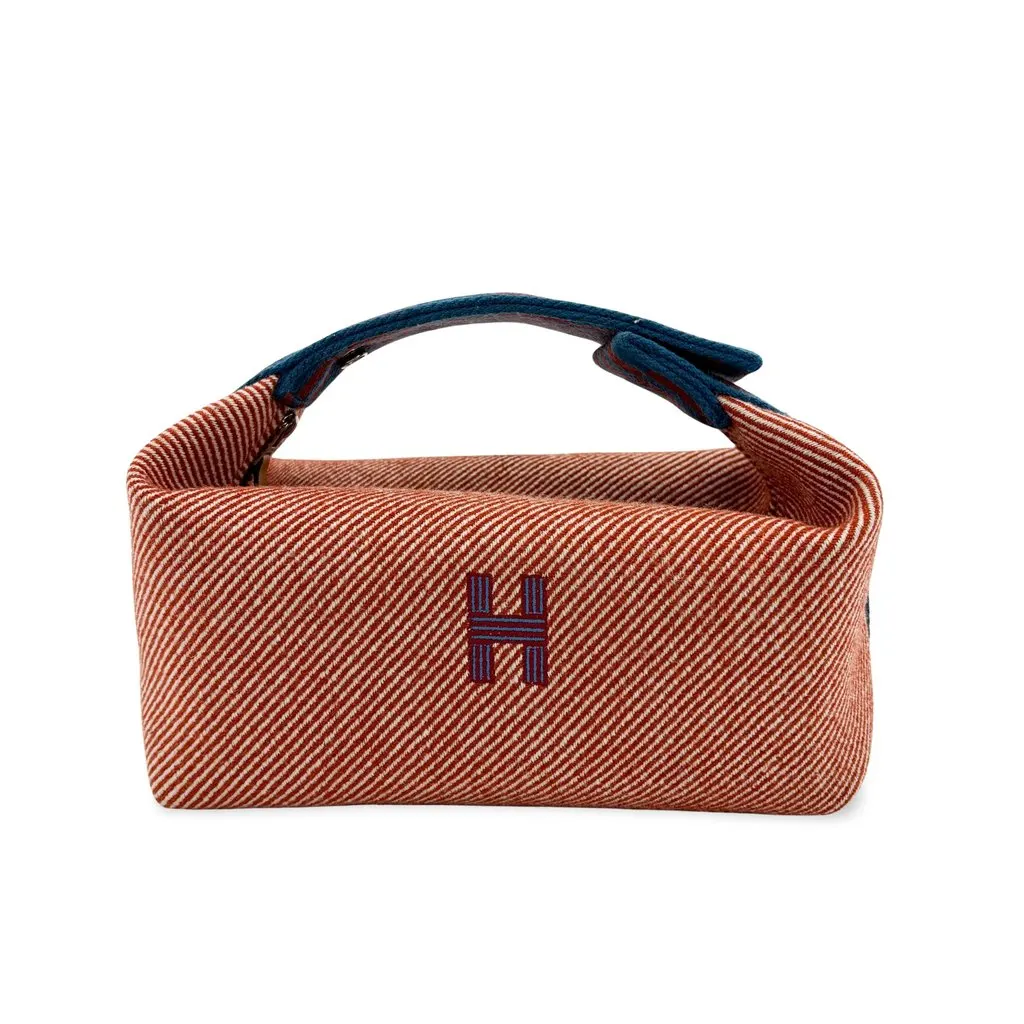 Hermès Breathe a Brach PM Terracotta Orange Blue Canvas Very good - Front View