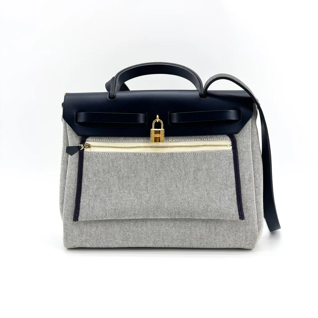 Hermès Herbag Zip 31 Chaine d'Ancre Navy Blue Canvas Very good - Inside View