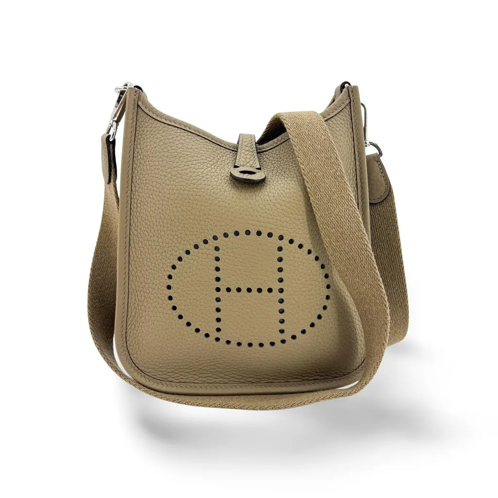 Hermès Evelyne 16 TPM Clemence Etoupe Silver Hardware Beige Leather Very good - Front View