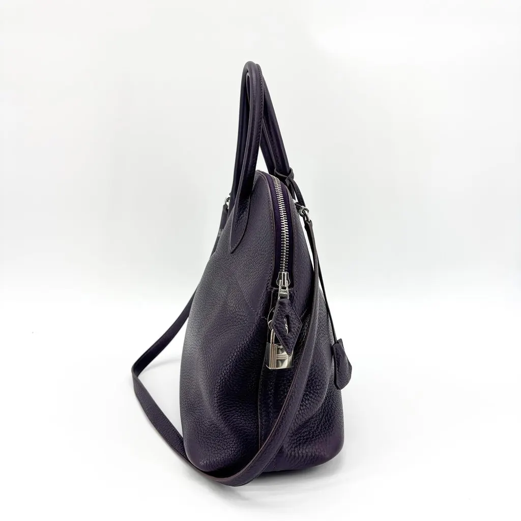 Hermès Bolide 31 Clemence Raisin Silver Hardware Purple Leather Good - Box View