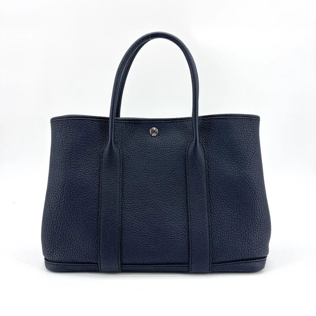 Hermès Garden Party 36 TPM Negonda Bleu Nuit Silver Hardware Blue Leather Good - Inside View