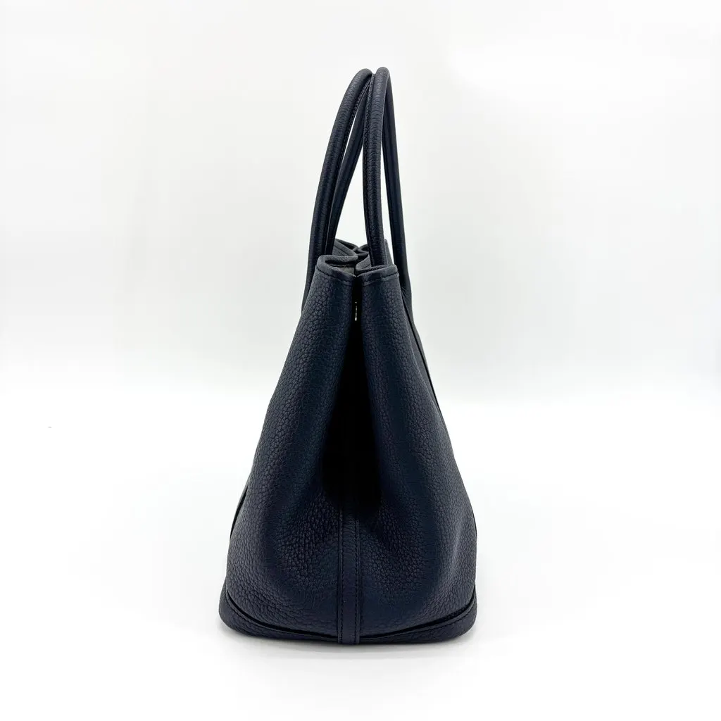 Hermès Garden Party 36 TPM Negonda Bleu Nuit Silver Hardware Blue Leather Good - Model View