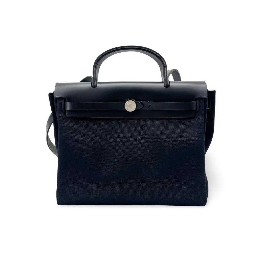 Hermès Herbag 31 Black Silver Hardware Black Canvas Very good - Front View