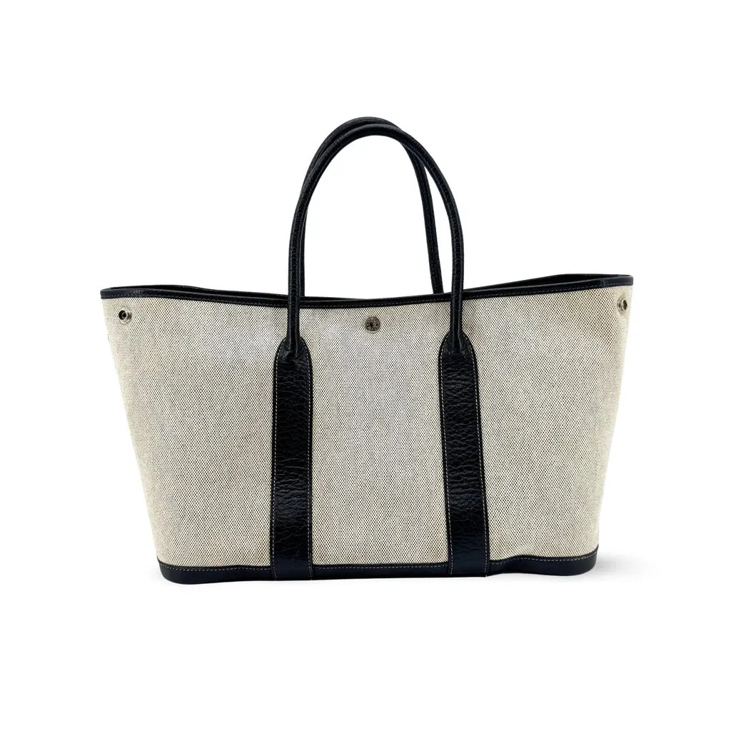 Hermès Garden Party 36 PM Toile H Black Beige Canvas Very good - Front View