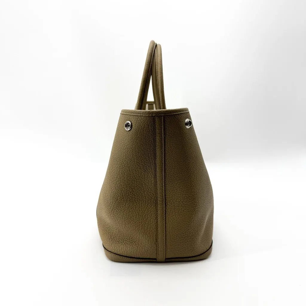 Hermès Garden Party 30 Negonda Etoupe Silver Beige Leather Very good - Model View