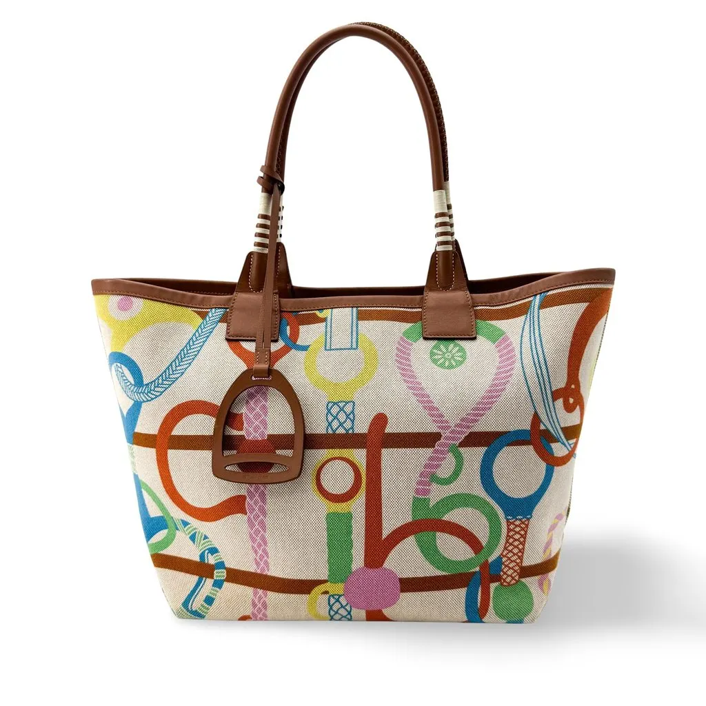 Hermès Steeple 36 Fantaisie d'Etriers Tote Bag Multicolor Brown