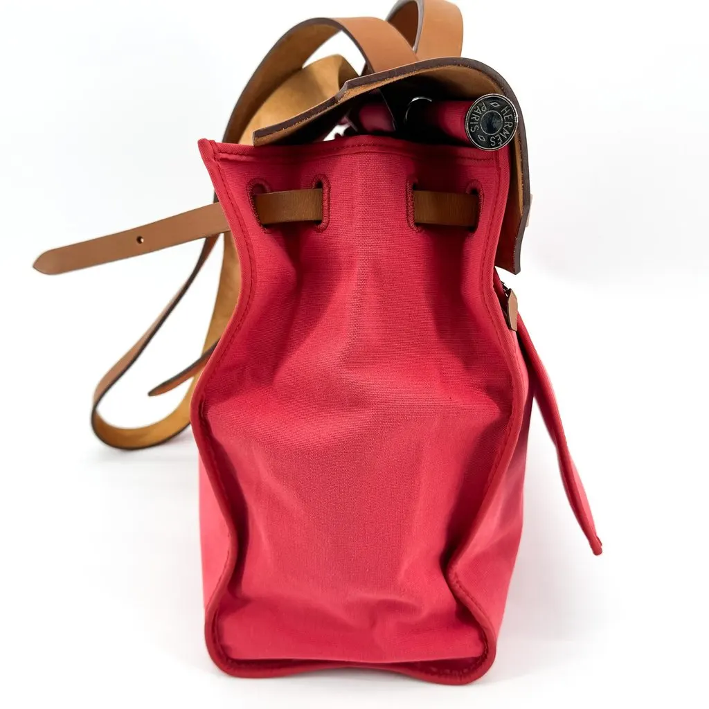 Hermès Herbag 31 Brown Pink Brown Canvas Good - Inside View