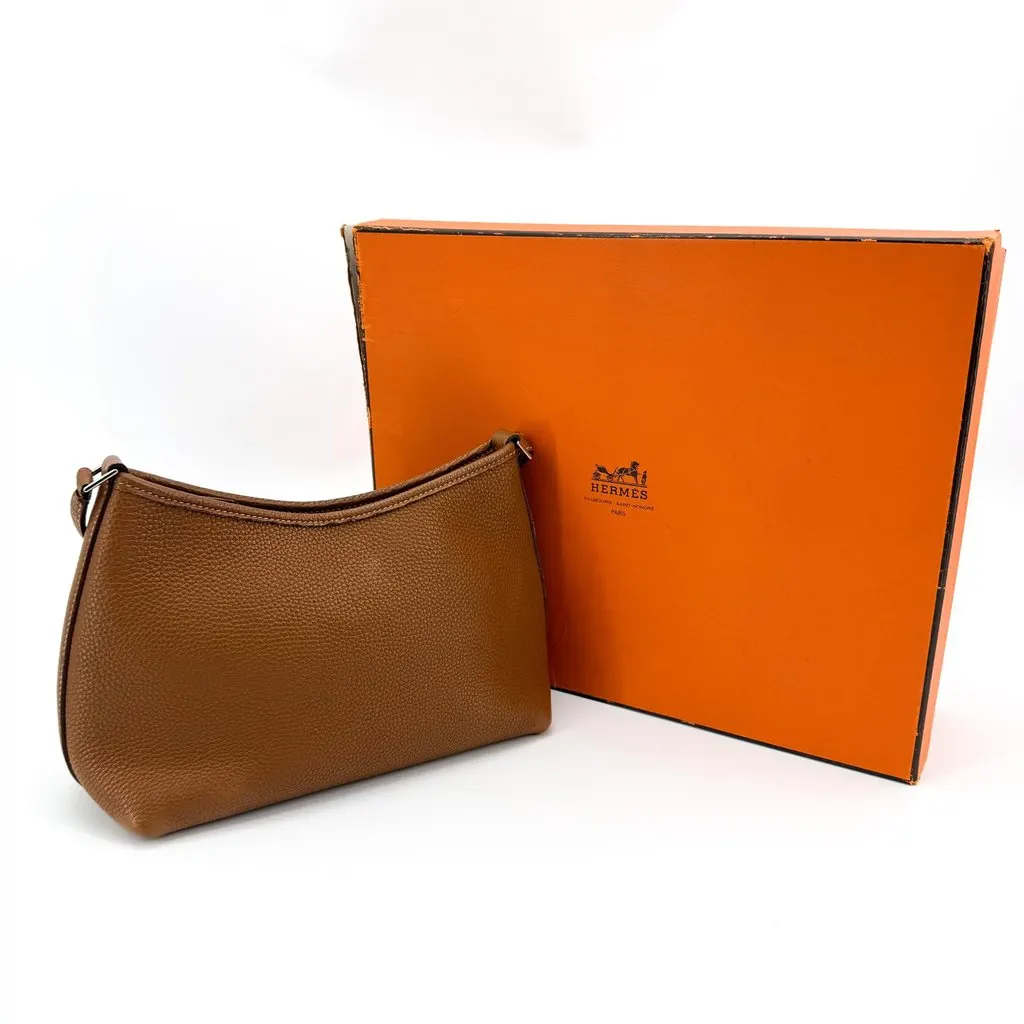 Hermès Gao Shoulder Bag Gold Brown Leather Good - Back View
