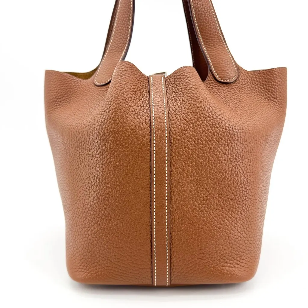 Hermès Picotin Lock 18 PM Gold Clemence Silver Hardware Brown Leather Very good - Box View