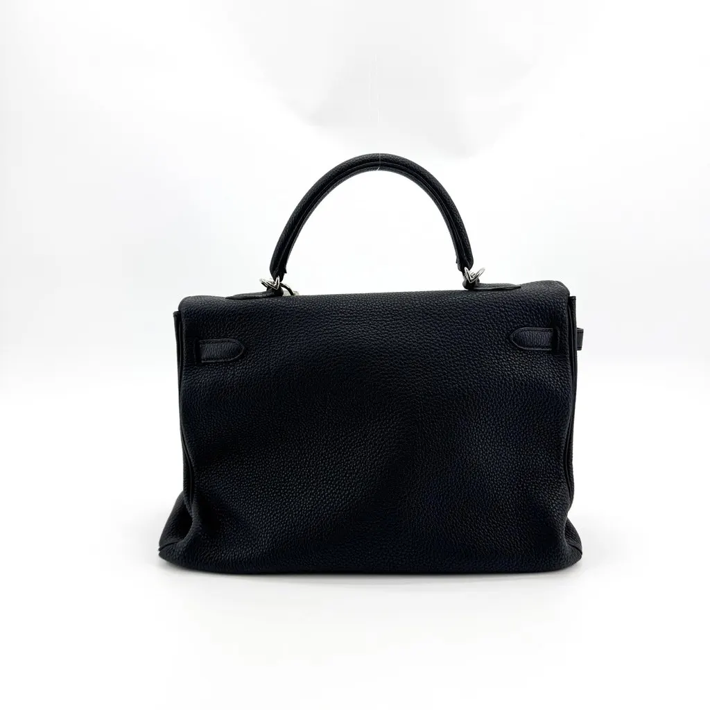 Hermès Kelly 32 Togo Silver Hardware Black Black Leather Good - Inside View