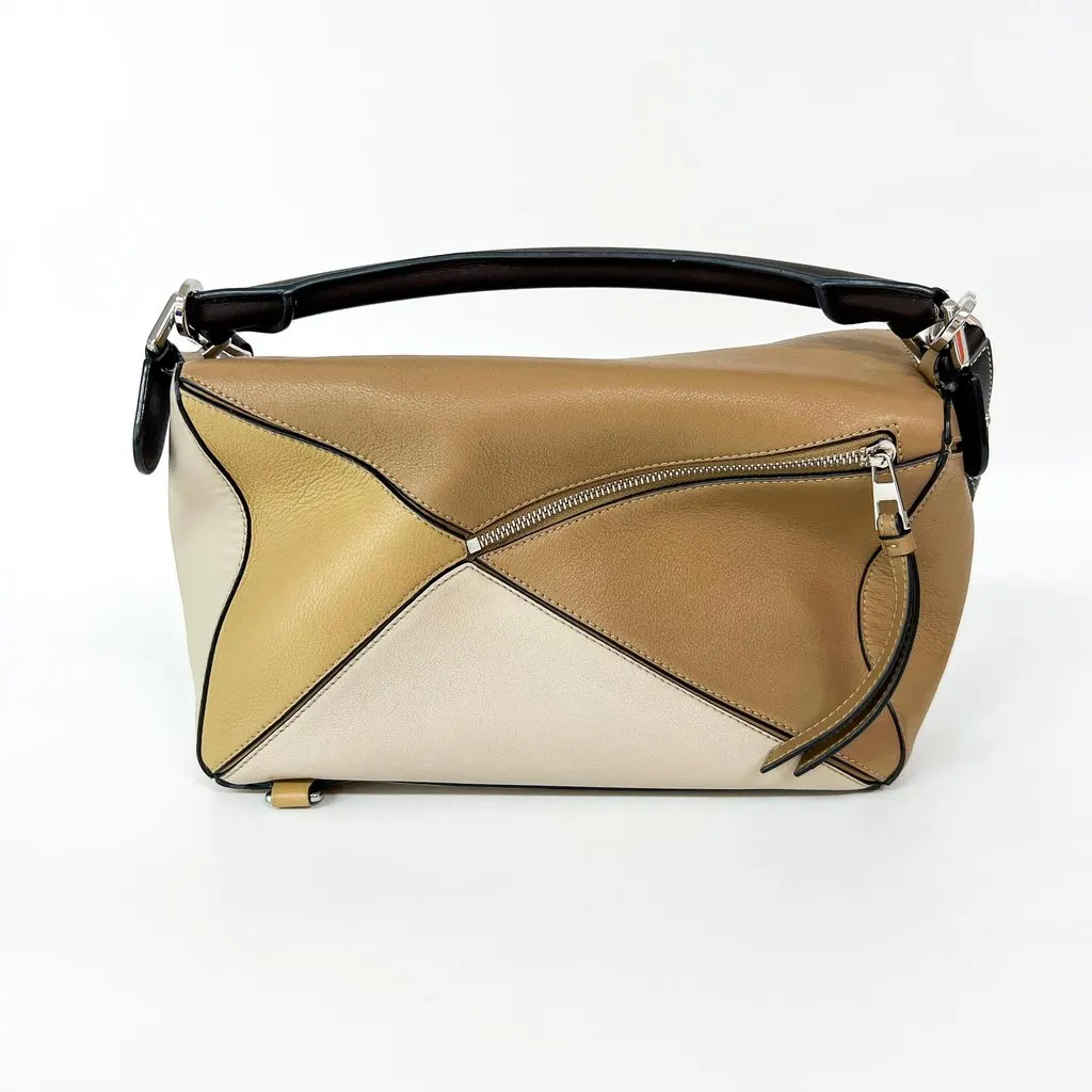Loewe Small Puzzle Bag Soft Grain Calfskin Sand/Mink/Light Oat Beige Leather Very good - Inside View