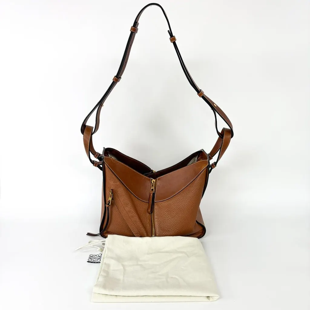 Loewe Small Hammock Bag Classic Calfskin Tan Brown Leather Good - Back View