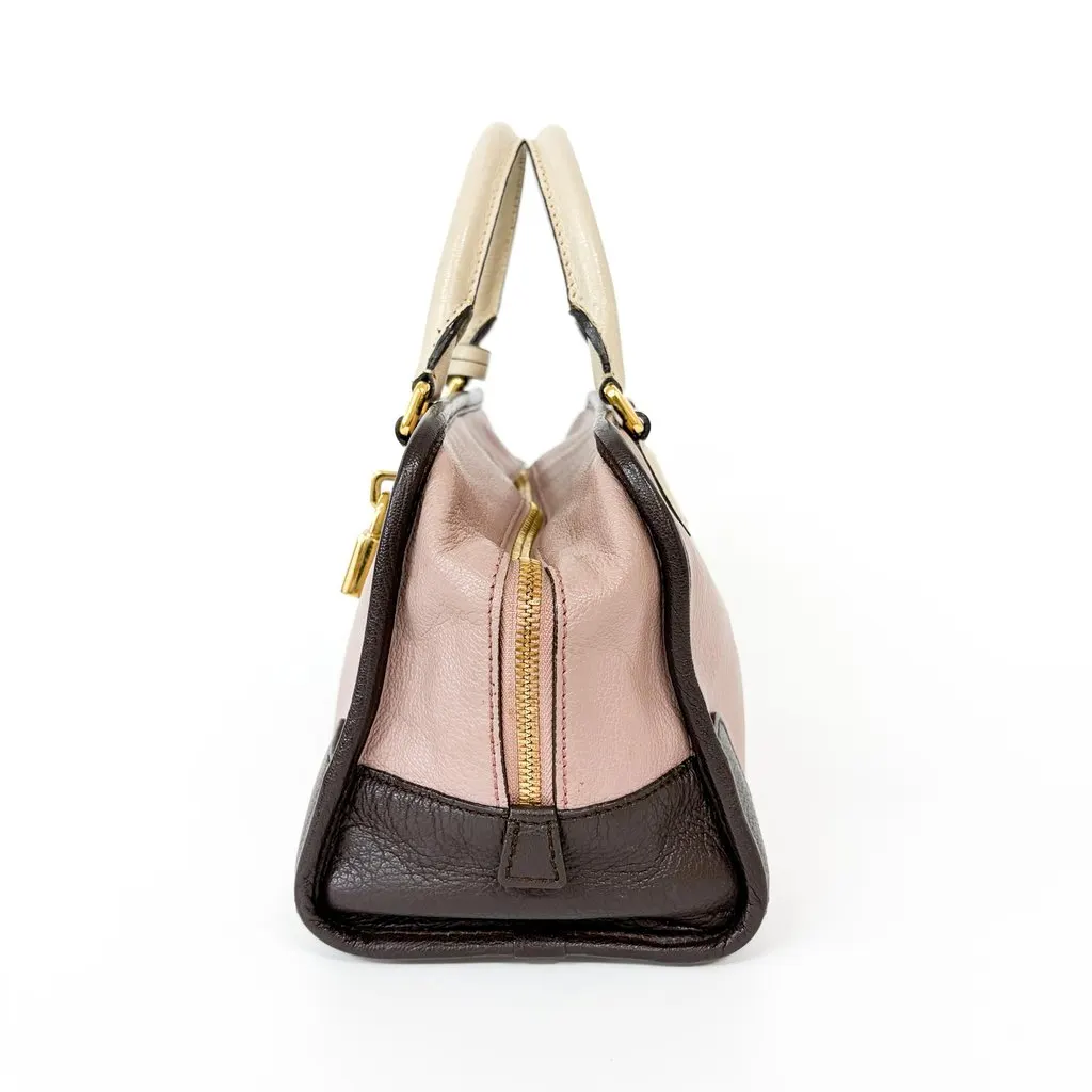 Loewe Amazona 28 Pink Cream Dark Brown MultiColor Leather Good - Model View