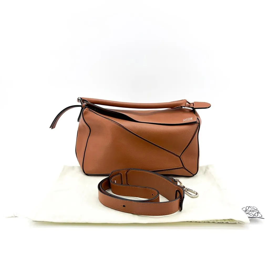 Loewe Medium Puzzle Bag Tan MultiColor Leather Very good - Back View