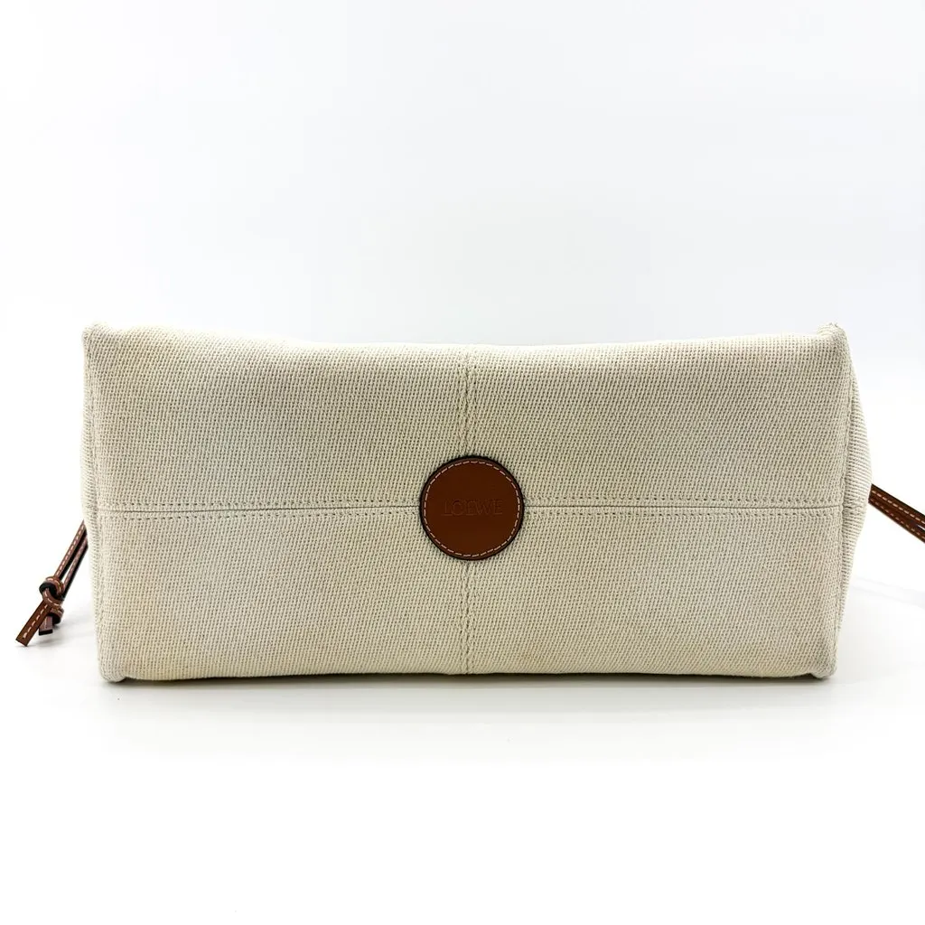 Loewe Small Cushion Tote Bag Ecru Tan Beige Canvas Good - Box View