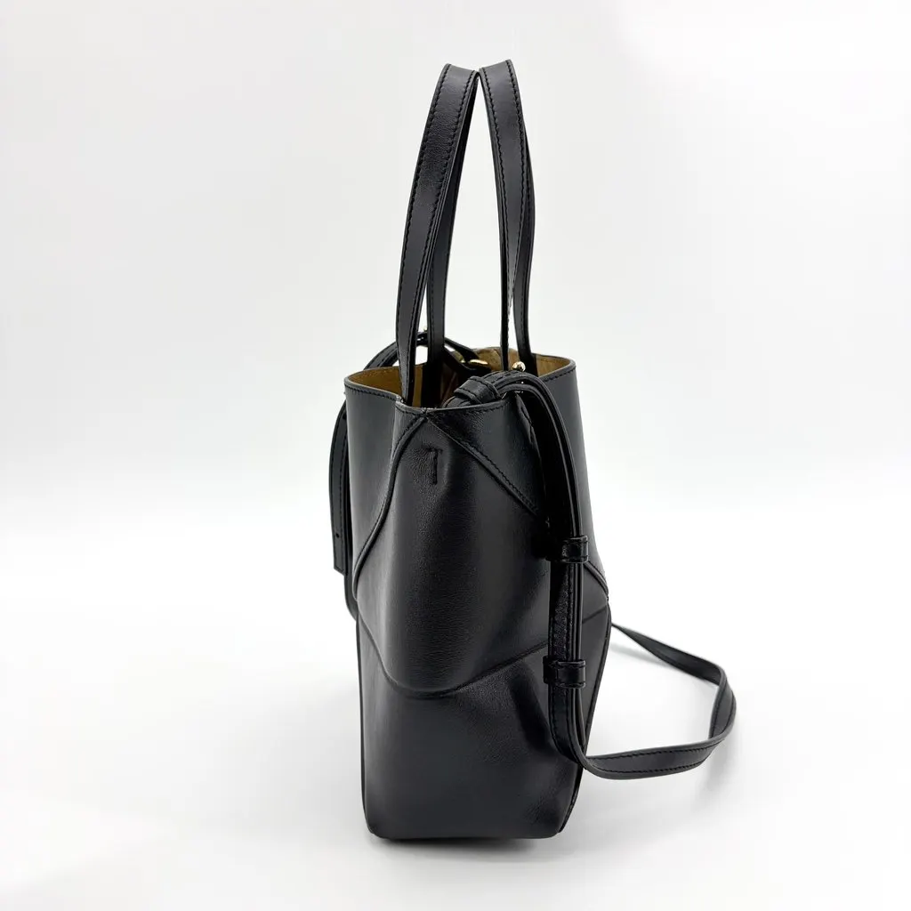 Loewe Mini Puzzle Fold Tote Bag Shiny Calfskin Black Black Leather Very good - Box View