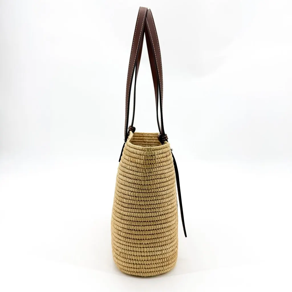 Loewe Small Square Basket Bag Natural Tan Beige Rattan Good - Box View