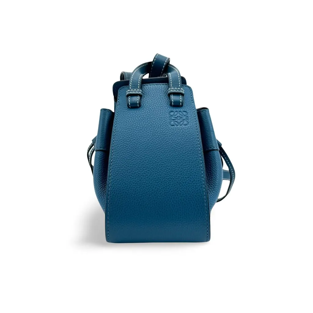 Loewe Mini Hammock Bag Pebbled Calfskin Blue Blue Leather Very good - Front View