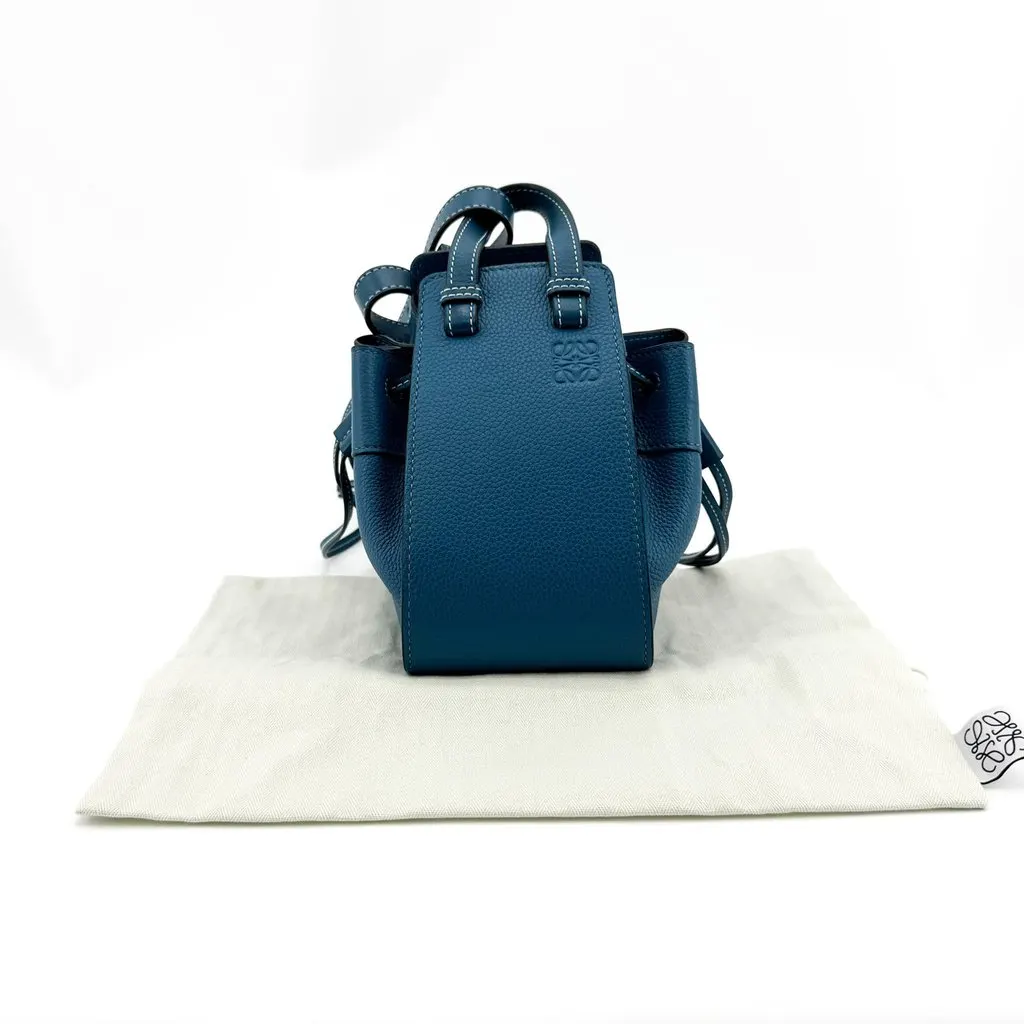 Loewe Mini Hammock Bag Pebbled Calfskin Blue Blue Leather Very good - Back View