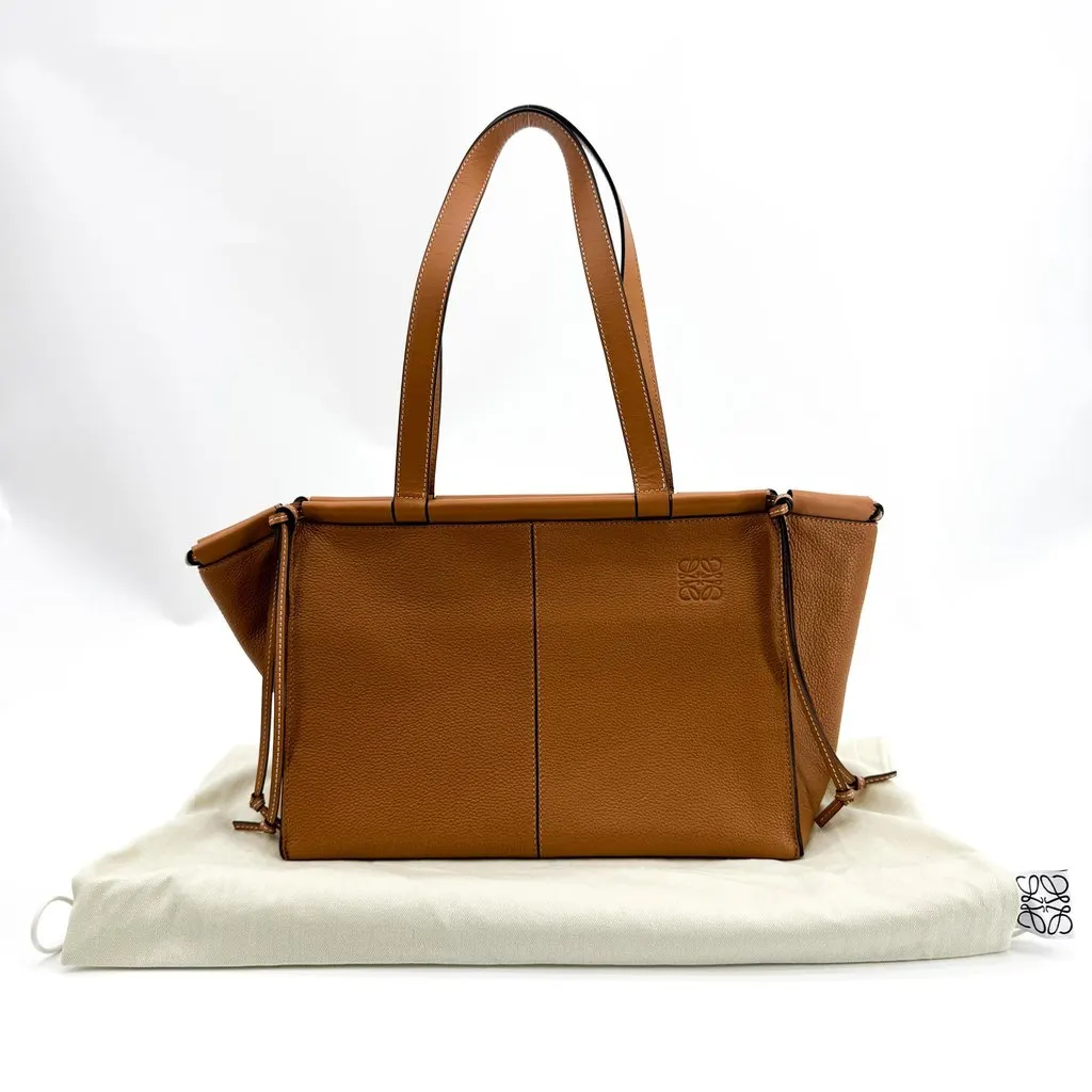 Loewe Hammock Tote Bag Tan Brown Leather Good - Back View