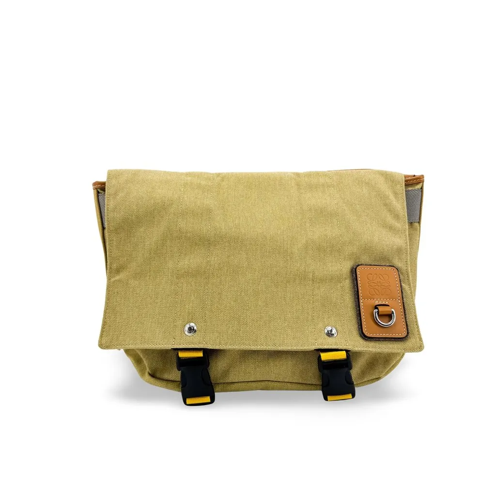 Loewe Canvas Messenger Bag Khaki Brown Canvas Very good - Front View