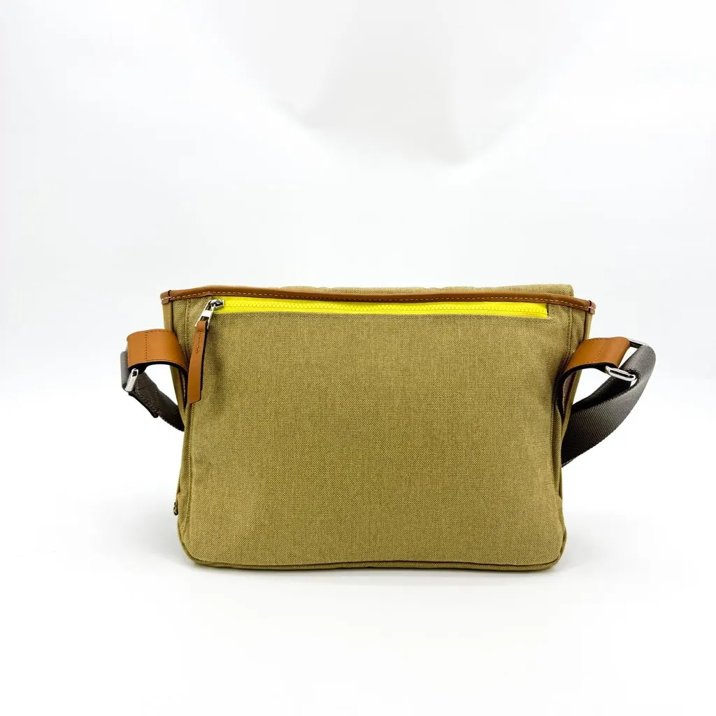 Loewe Canvas Messenger Bag Khaki Brown Canvas Very good - Back View