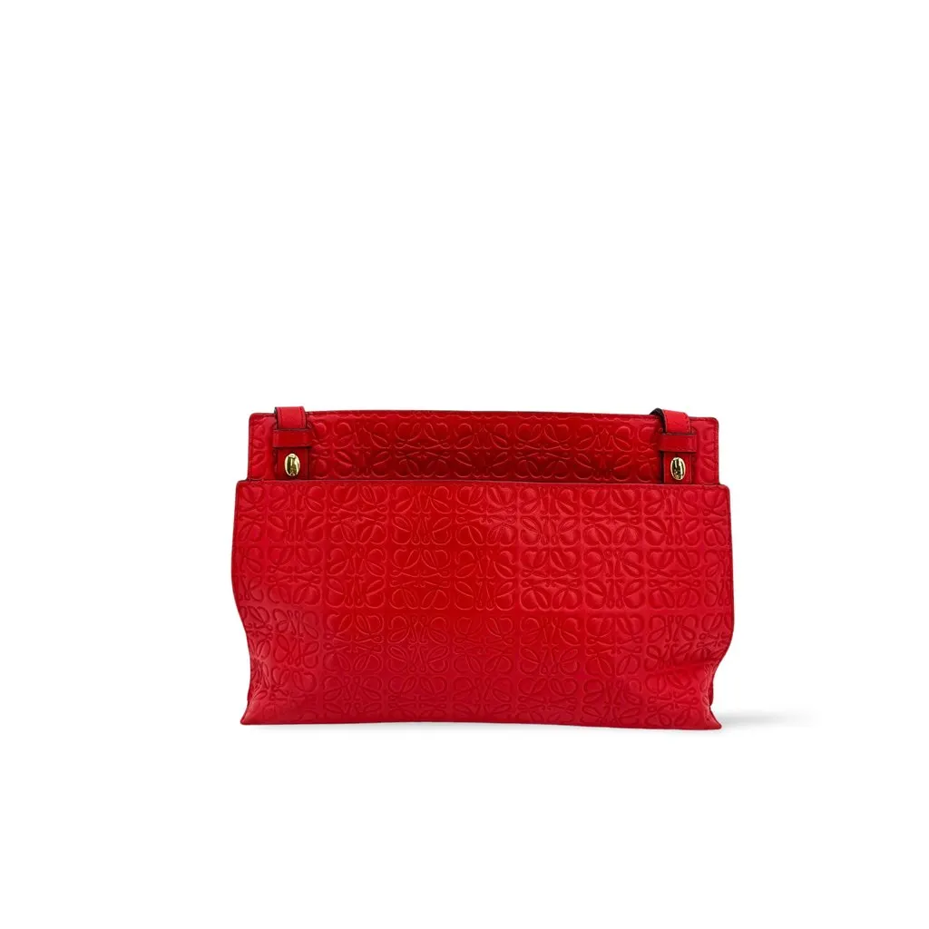 Loewe Repeat Anagram Leather Clutch Bag Red Red Leather Very good - Front View
