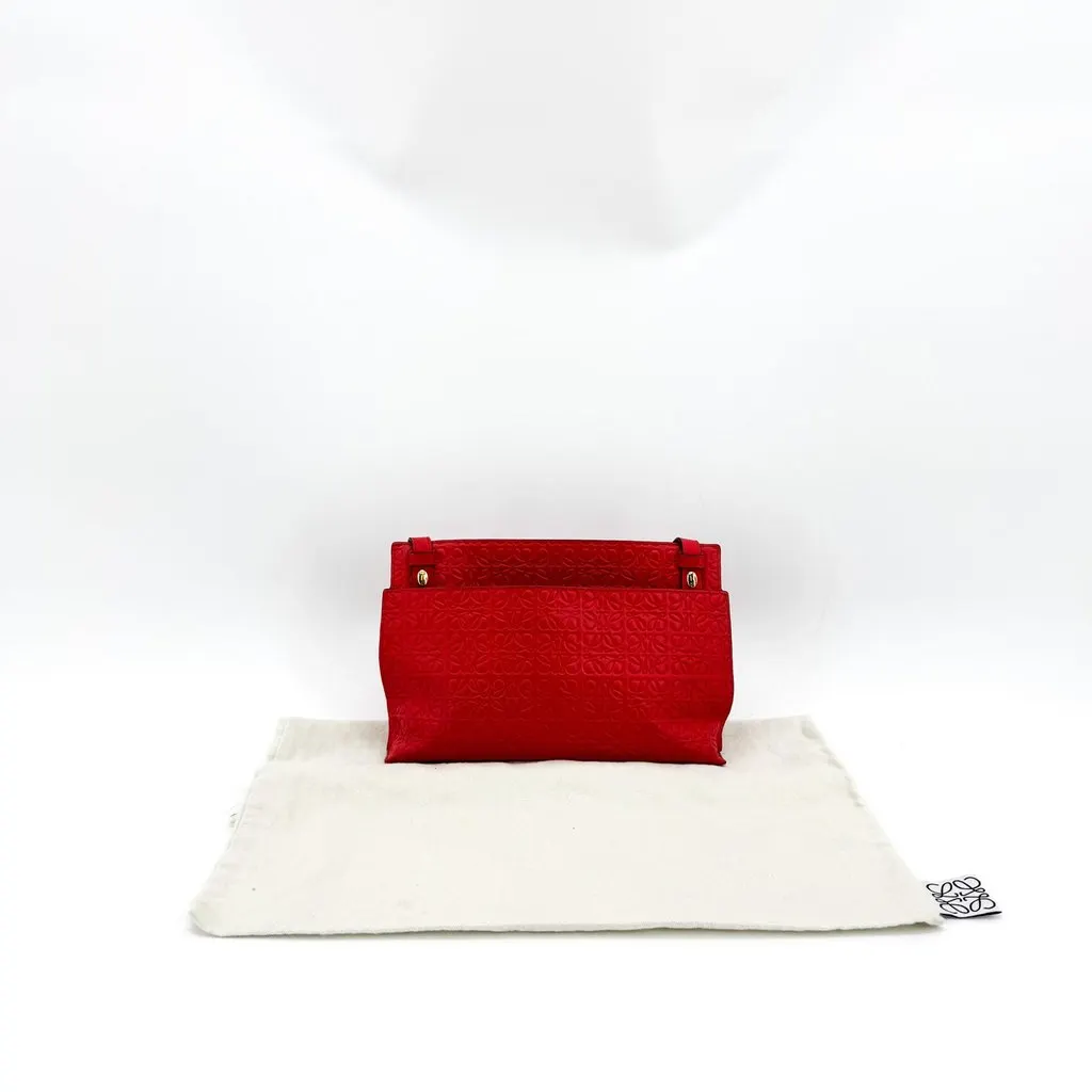Loewe Repeat Anagram Leather Clutch Bag Red Red Leather Very good - Back View